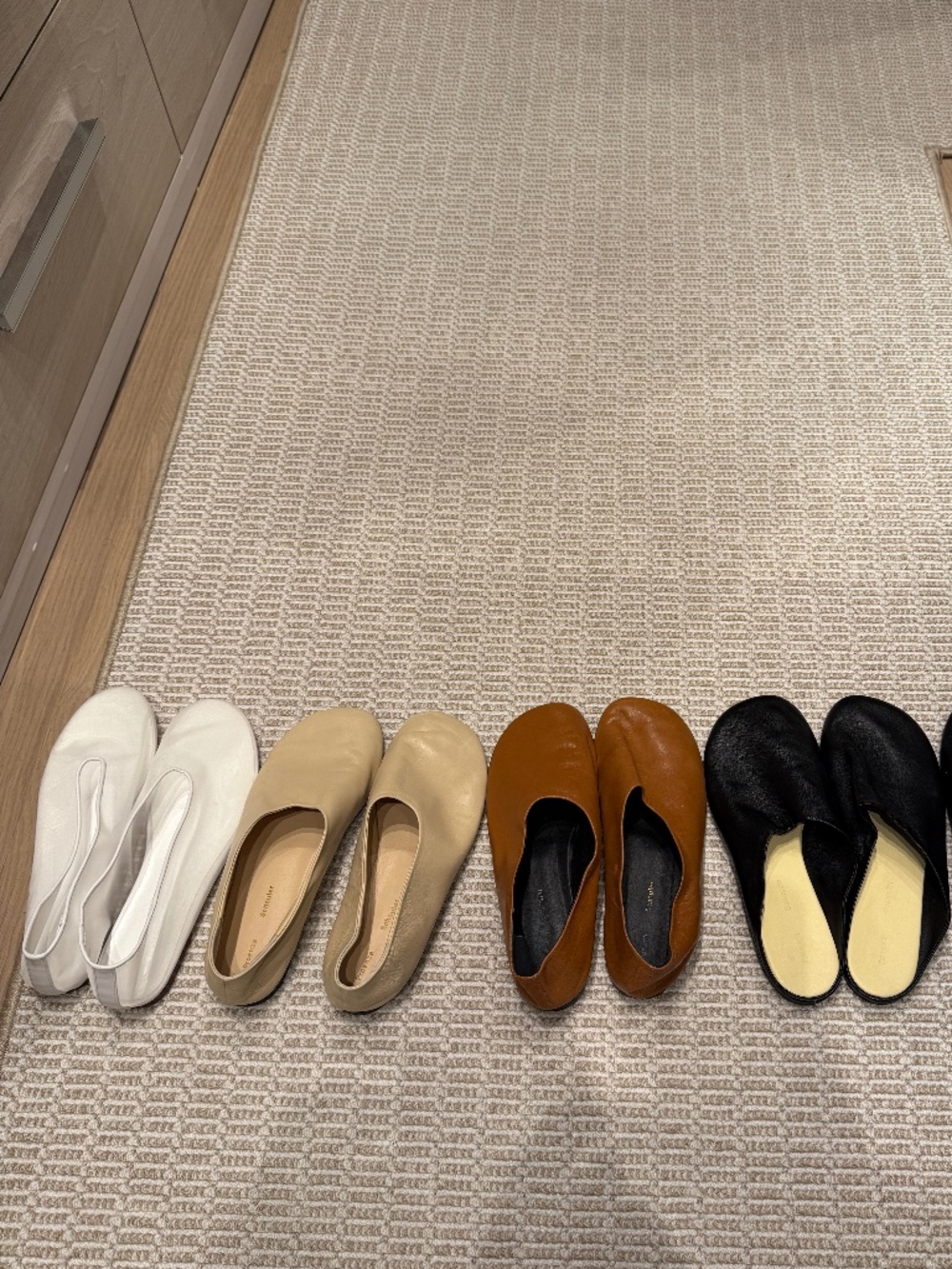PROENZA SCHOULER 4 pair Ballerina Flats slides mules white beige tan black size8
